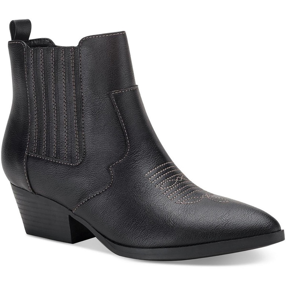 Sun + Stone Black Pointed Western Chelsea Ankle Boot